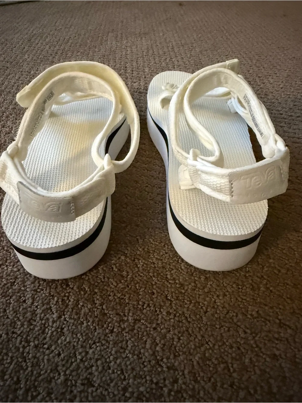 Teva Women's White Platform Velcro adjustable Strap Sandals
